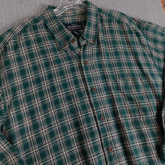 Moose Creek Heavy Linen Shirt Mens XL Green Plaid Button Down Relaxed Outdoors - Picture 5 of 13